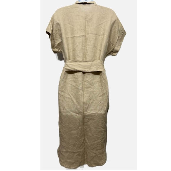 Ralph Lauren Beige Linen Midi Short Sleeve Dress NEW - Picture 3 of 6